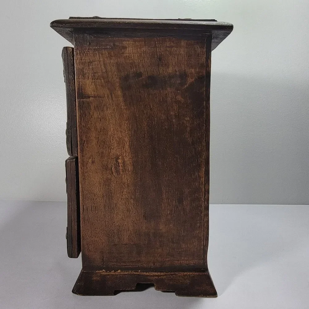 Vintage India Made Wooden Jewelry Box 4 Drawers Studded